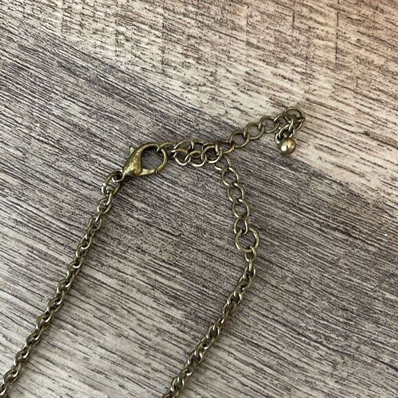 Oval 8 Beaded Rhinestrone Chain Statement Necklace‎ Green Gold Tone - Picture 5 of 7